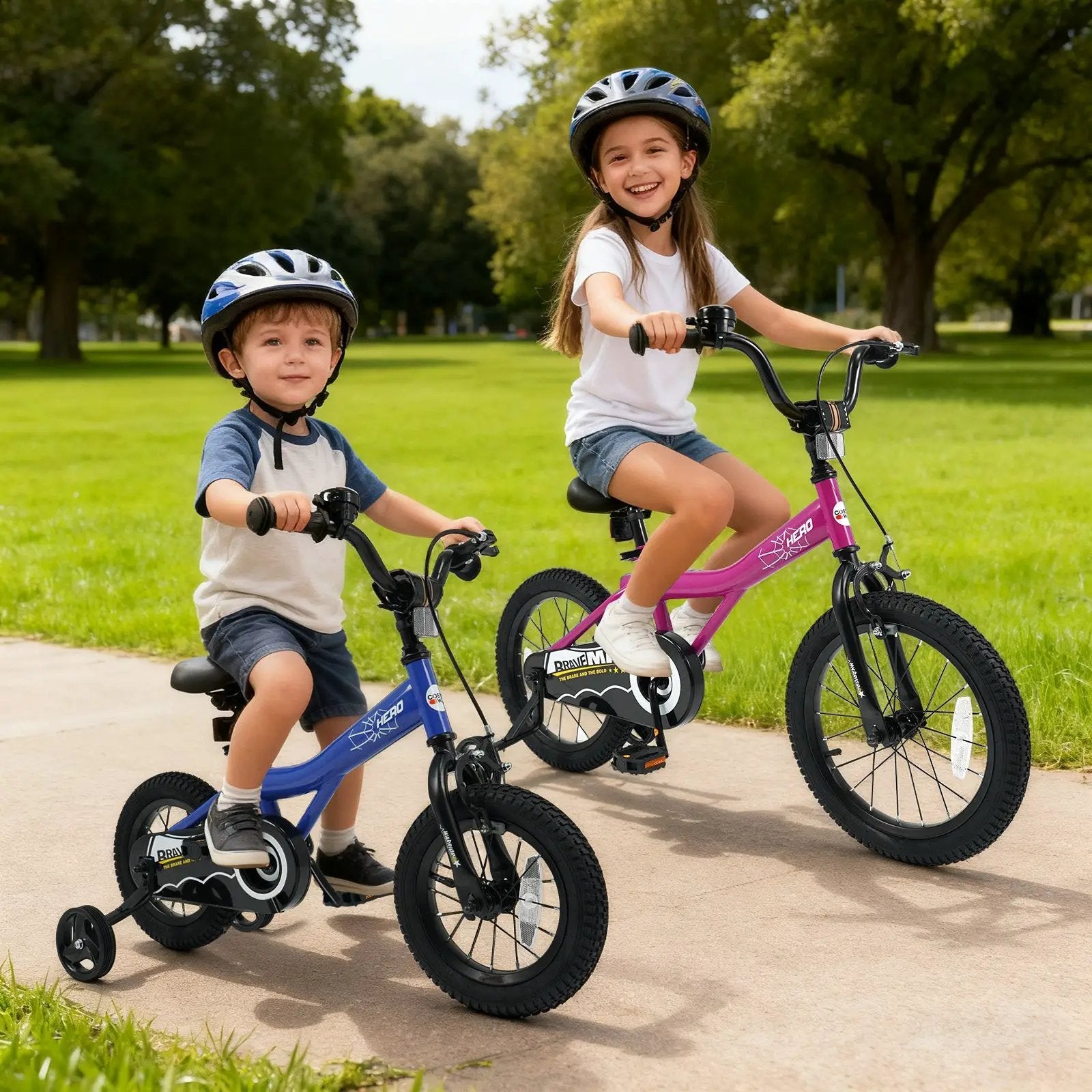 Kids Bike 14-Inch with Removable Training Wheels Pink by DirectDeals