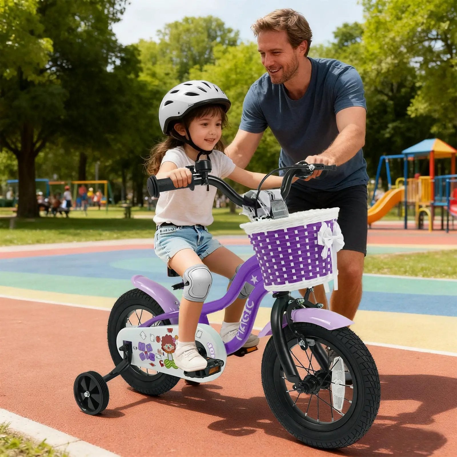 Kids Bike with Training Wheels 12-18 Inch - Purple by DirectDeals