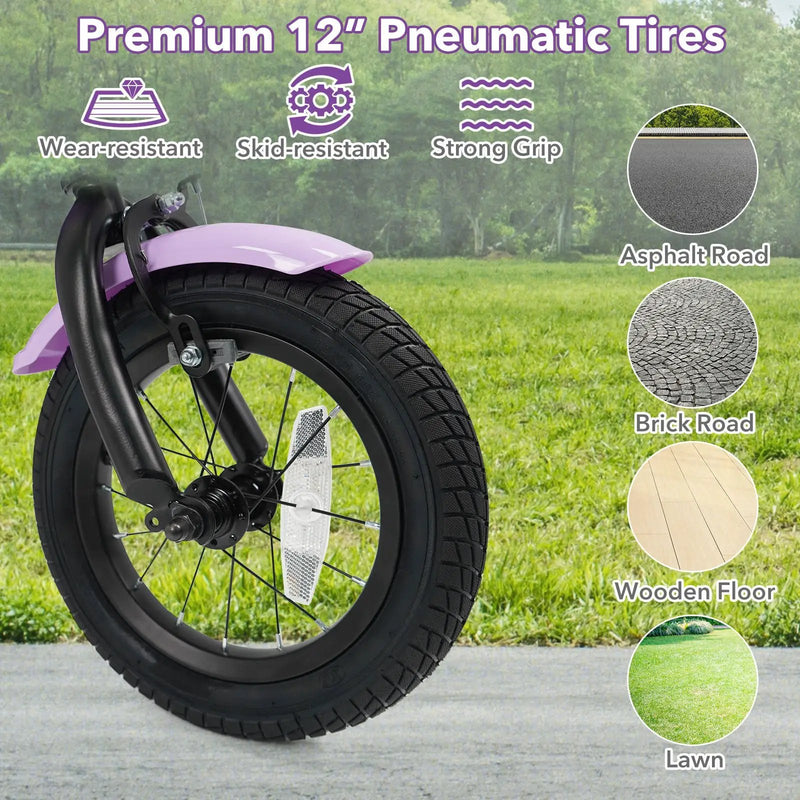 Kids Bike with Training Wheels 12-18 Inch - Purple by DirectDeals