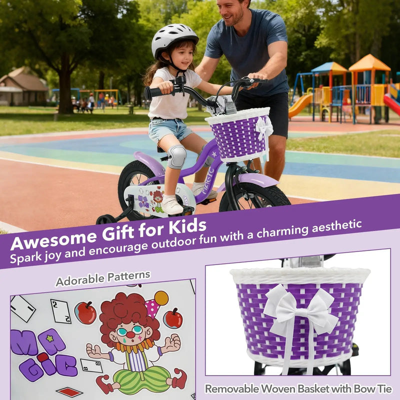 Kids Bike with Training Wheels 12-18 Inch - Purple by DirectDeals