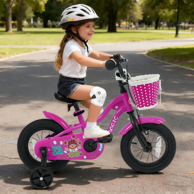 Kids Bike with Training Wheels 12-18 Inch - Magic Rose by DirectDeals