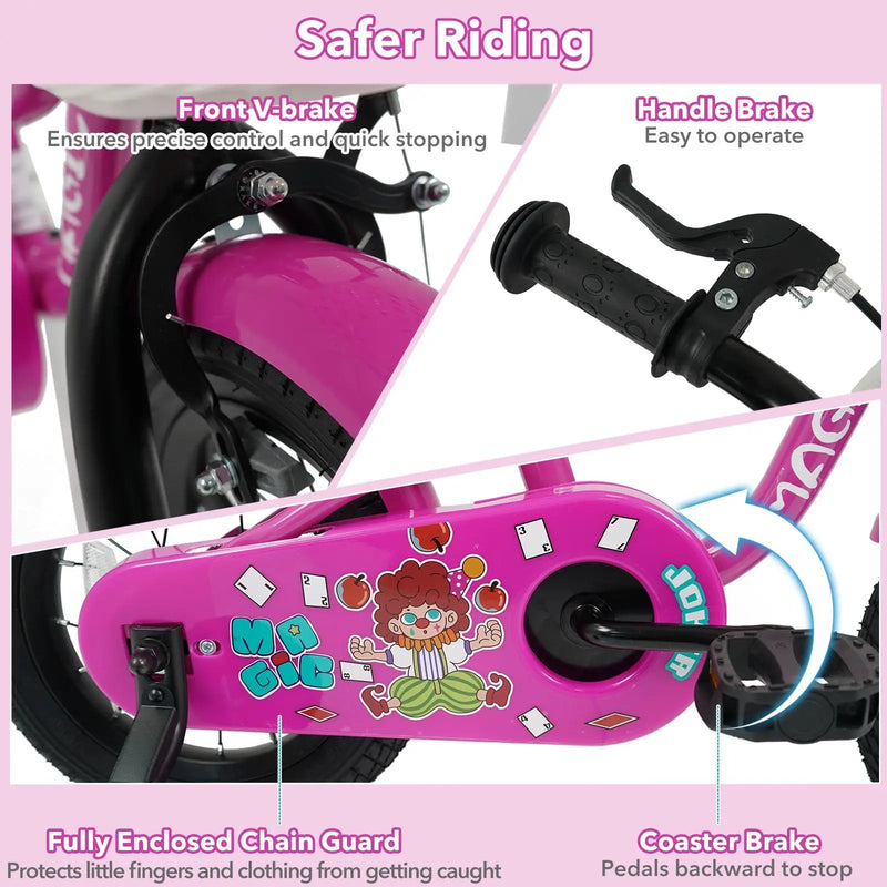 Kids Bike with Training Wheels 12-18 Inch - Magic Rose by DirectDeals