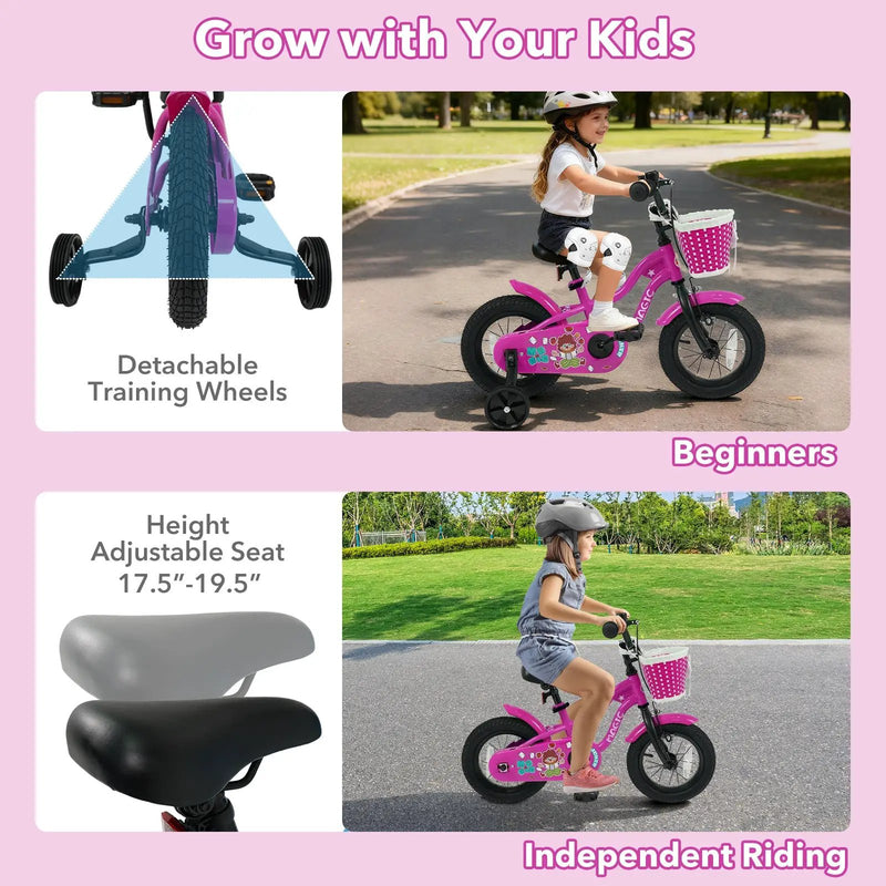 Kids Bike with Training Wheels 12-18 Inch - Magic Rose by DirectDeals