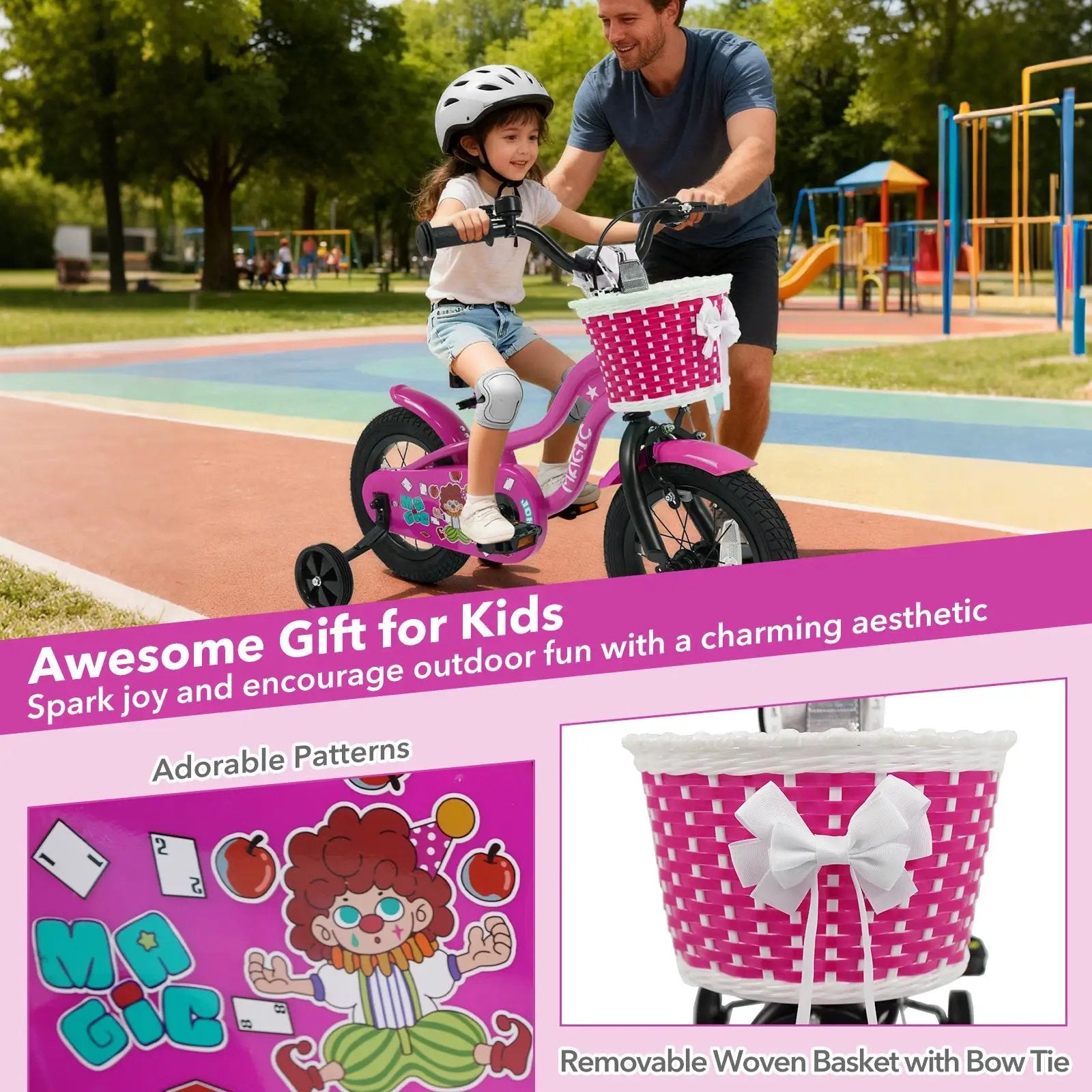 Kids Bike with Training Wheels 12-18 Inch - Magic Rose by DirectDeals