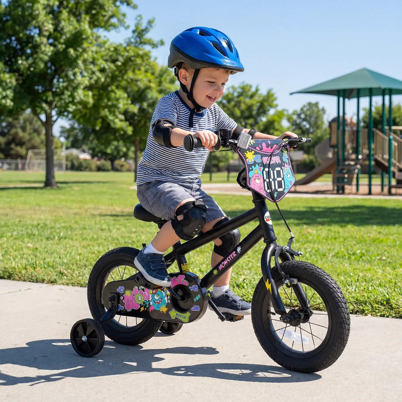 18-Inch Kids Bike with Training Wheels for Ages 4-8 by DirectDeals