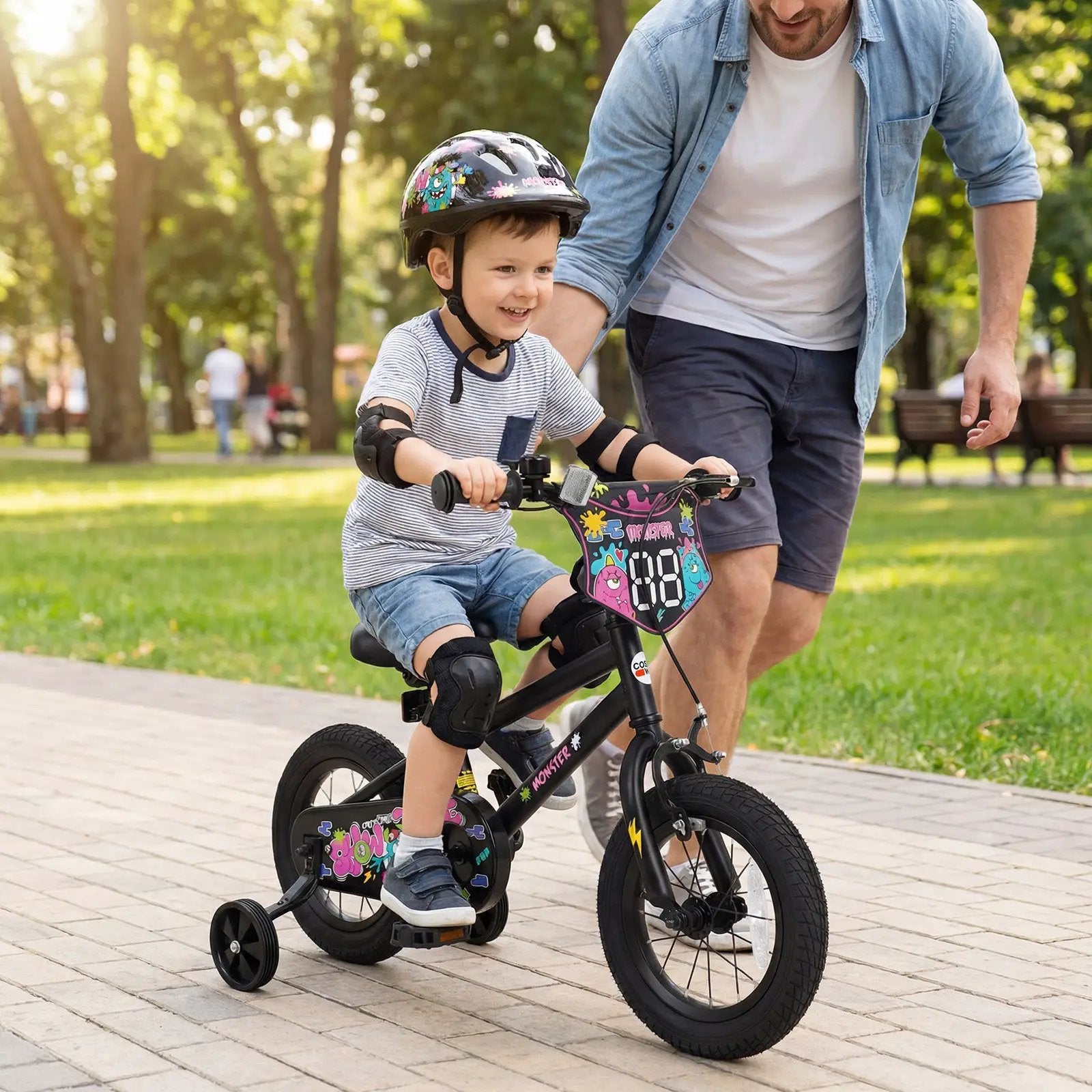 18-Inch Kids Bike with Training Wheels for Ages 4-8 by DirectDeals