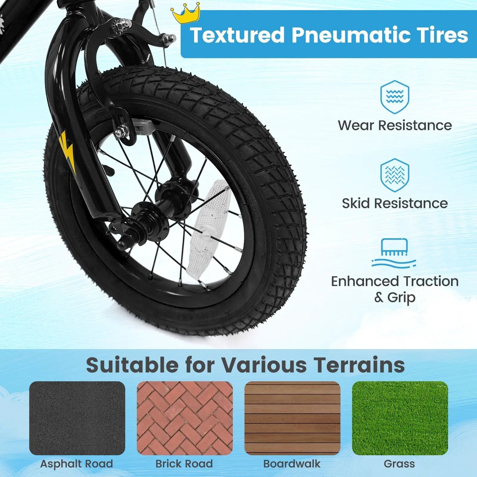 18-Inch Kids Bike with Training Wheels for Ages 4-8 by DirectDeals
