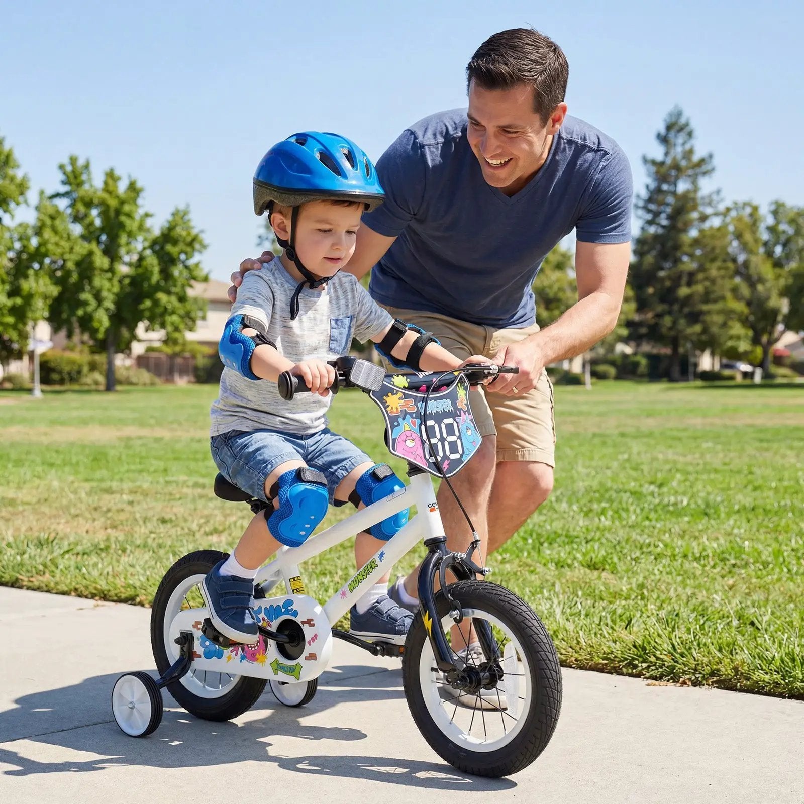 Kids Bike with Training Wheels 12-18 Inch White by DirectDeals