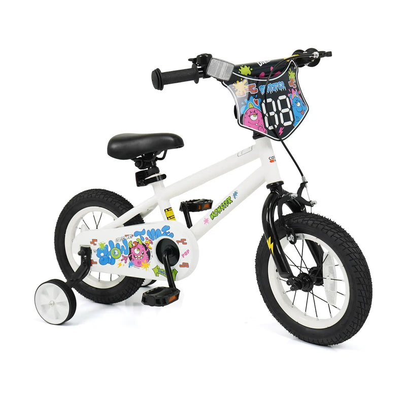 Kids Bike with Training Wheels 12-18 Inch White by DirectDeals