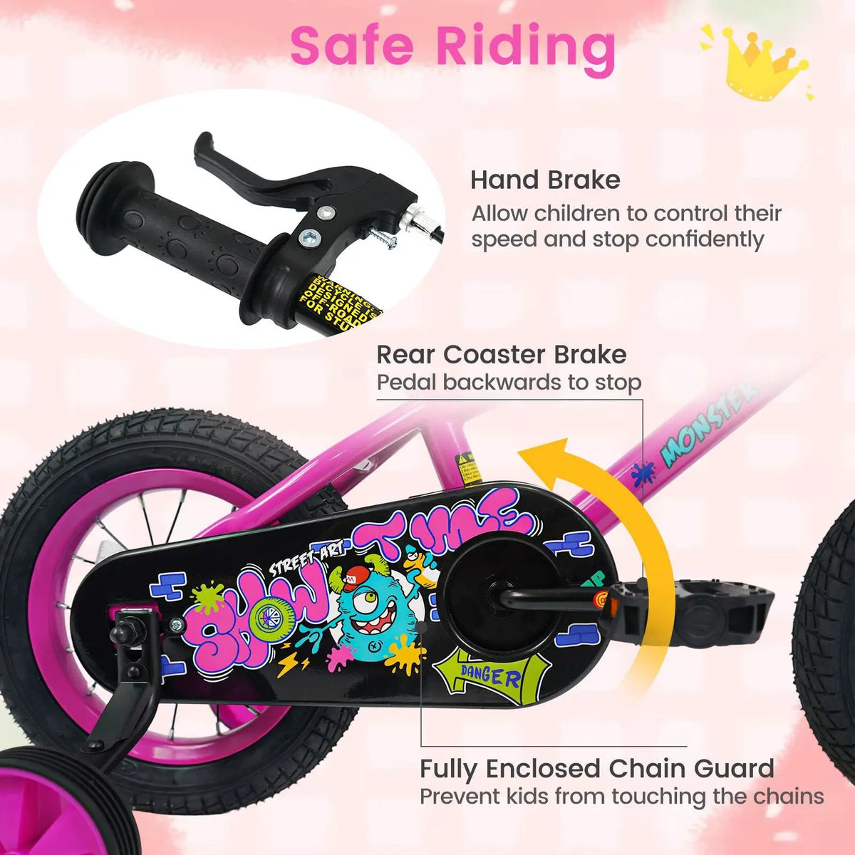 Kids Bike with Training Wheels 12-18 Inch Pink, photo 5 of 32