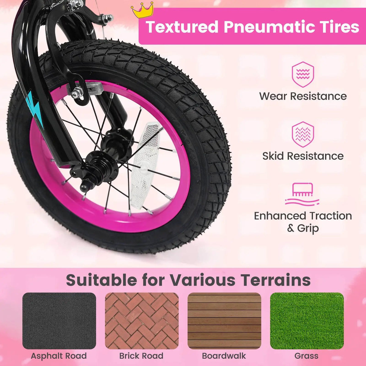Kids Bike with Training Wheels 12-18 Inch Pink, photo 7 of 32
