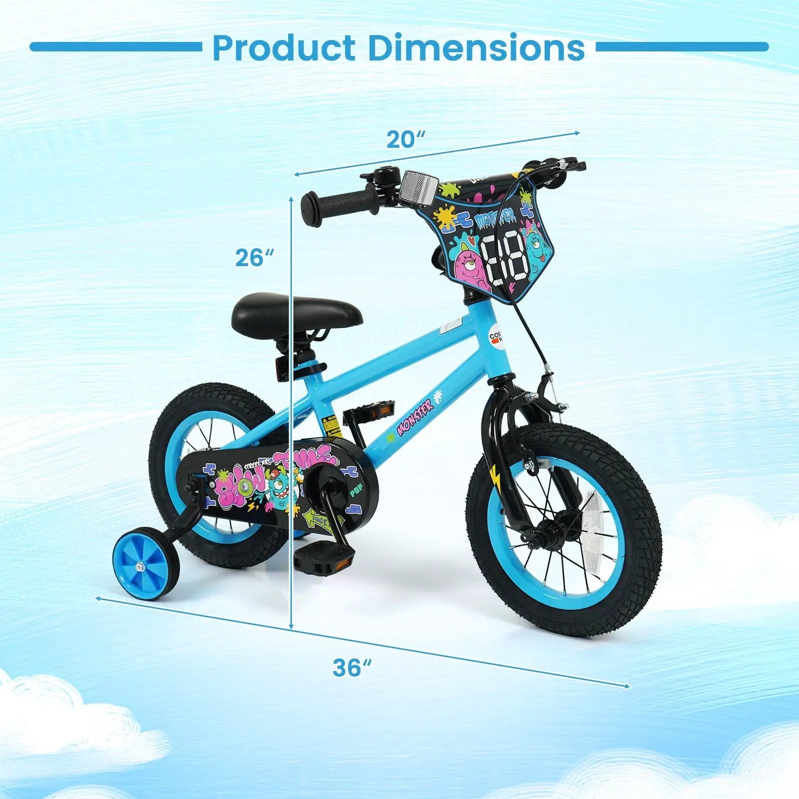 Kids Bike 16 Inch with Training Wheels Ages 4-7 by DirectDeals