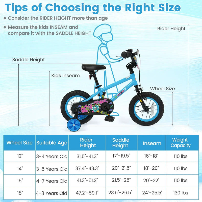 Kids Bike 16 Inch with Training Wheels Ages 4-7 by DirectDeals