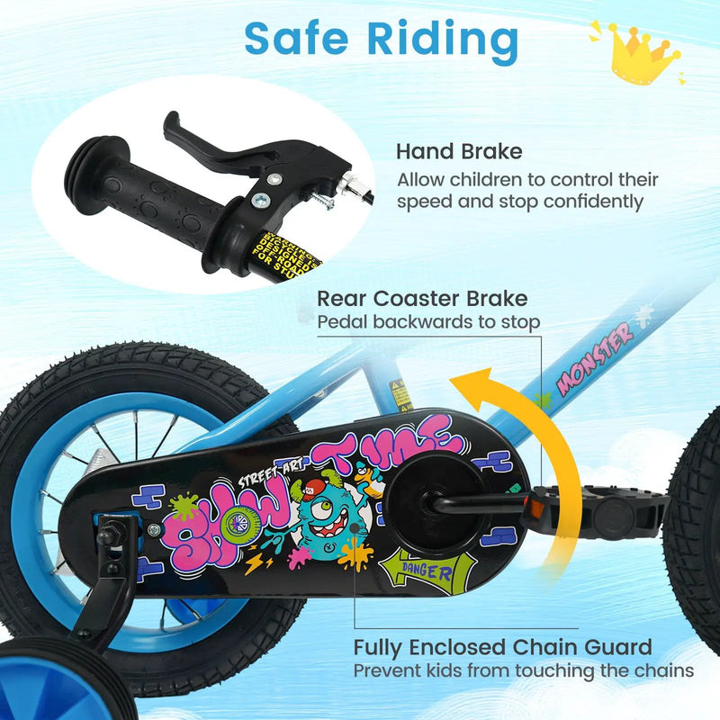 Kids Bike 16 Inch with Training Wheels Ages 4-7 by DirectDeals