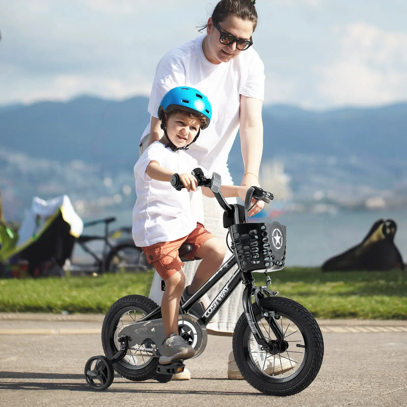 Kids Bike 12 Inch with Training Wheels and Basket by DirectDeals