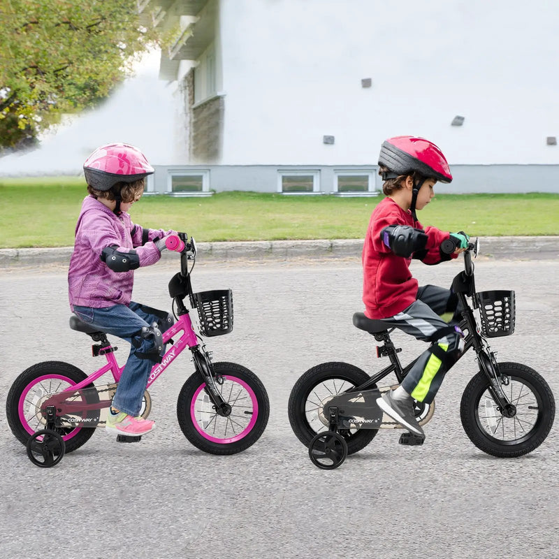 Kids Bike 12 Inch with Training Wheels and Basket by DirectDeals