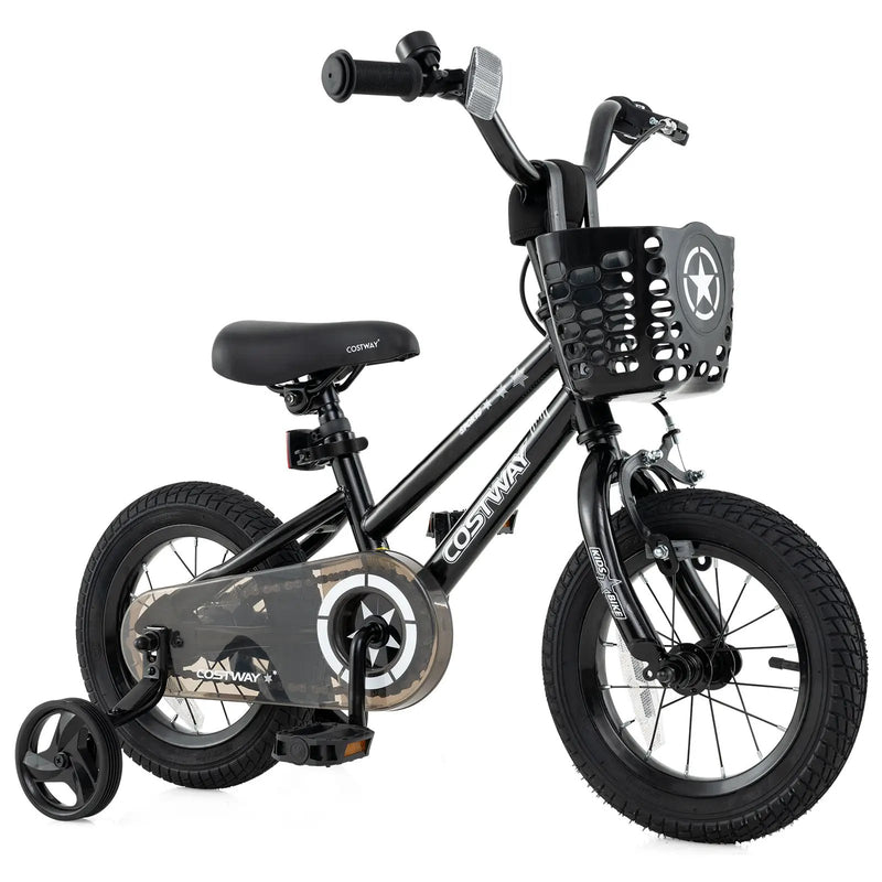 Kids Bike 12 Inch with Training Wheels and Basket by DirectDeals