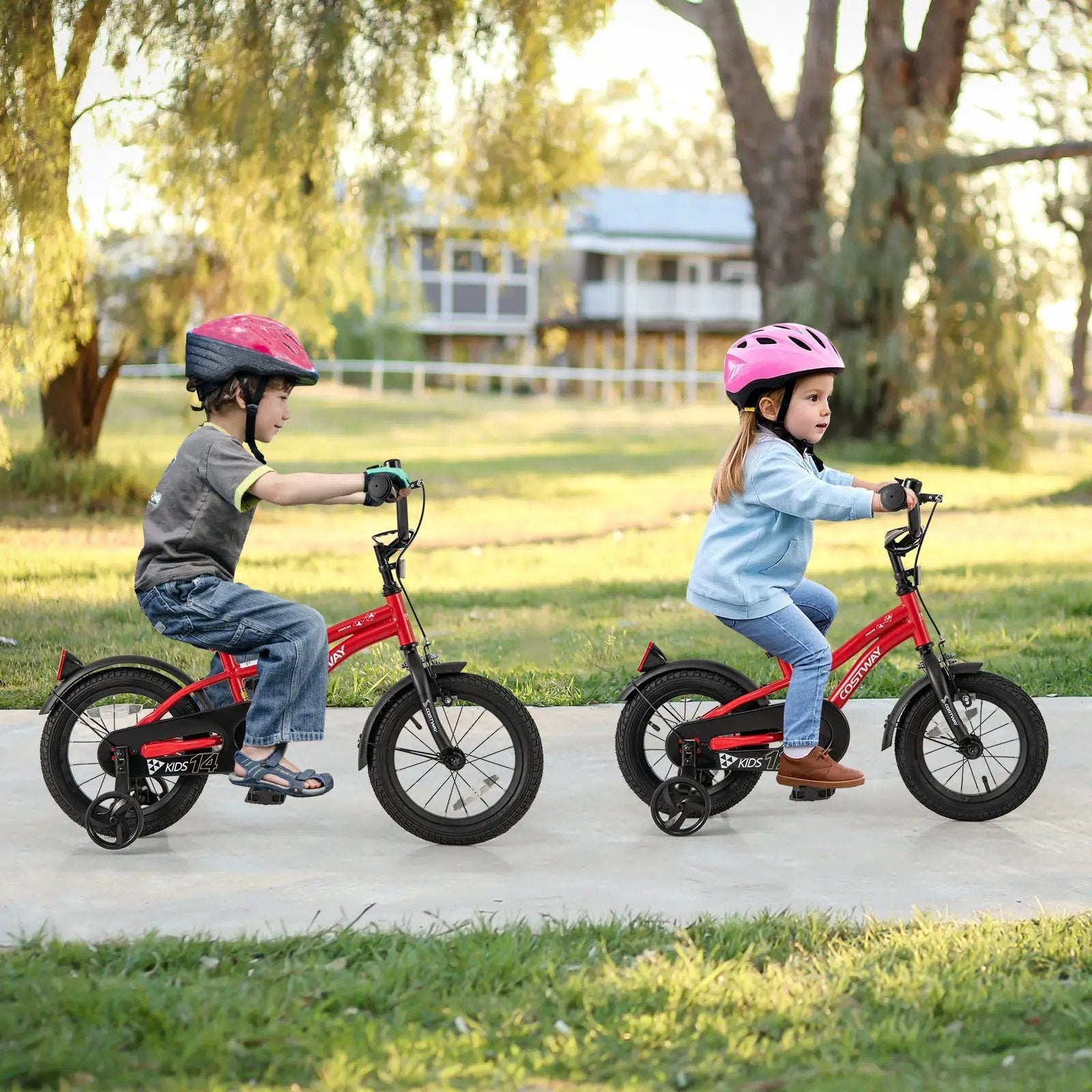 14 Inch Kids Bike Adjustable Bicycle with Reflectors and Bell for 3-5 Years Old by DirectDeals