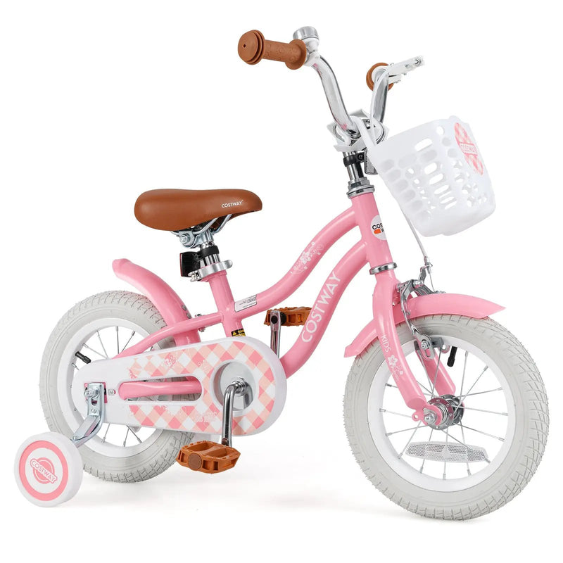 14 Inch Kids Bike with Training Wheels and Basket for Boys Girls 3-5 Years Old-14 inches by DirectDeals