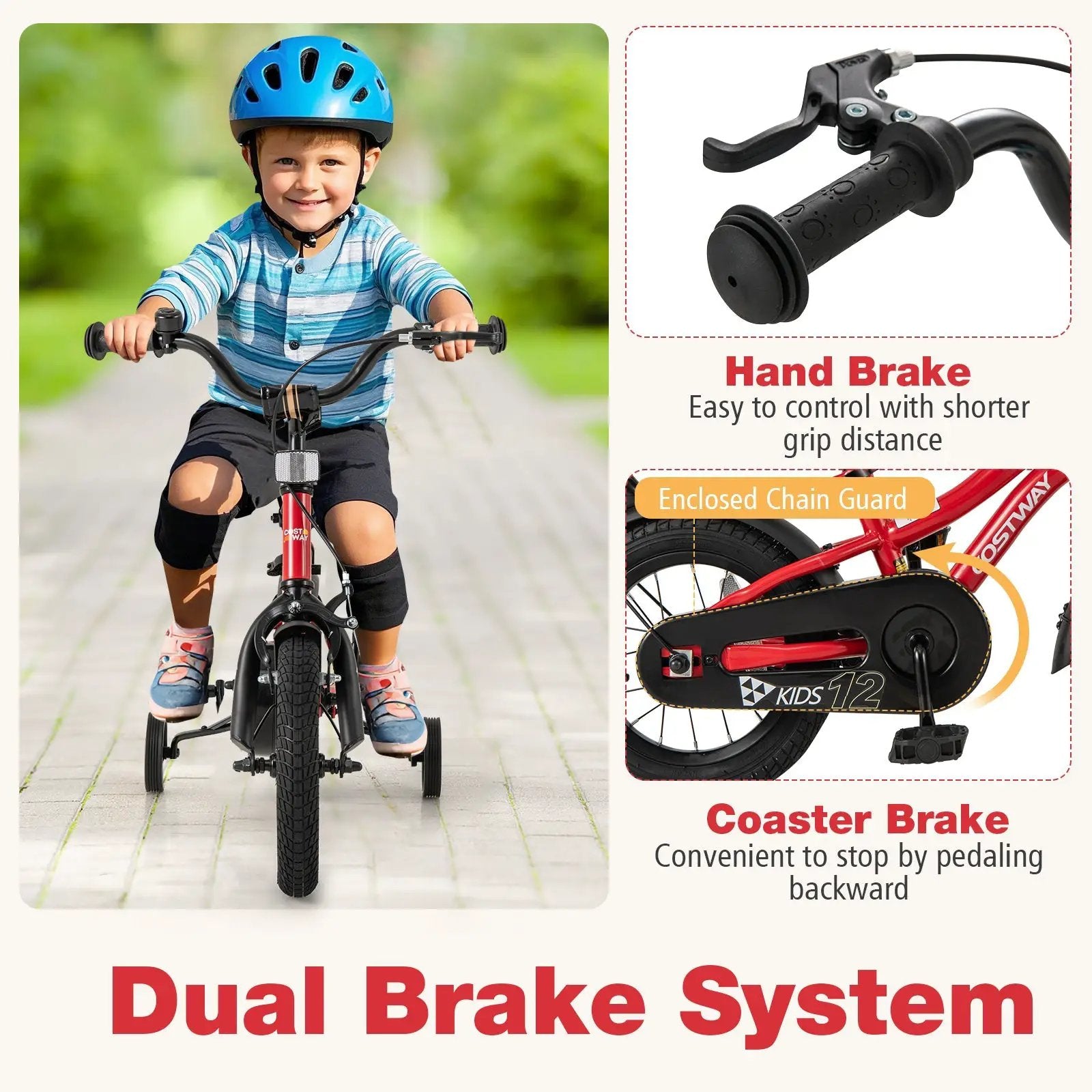 14 Inch Kids Bike Adjustable Bicycle with Reflectors and Bell for 3-5 Years Old by DirectDeals