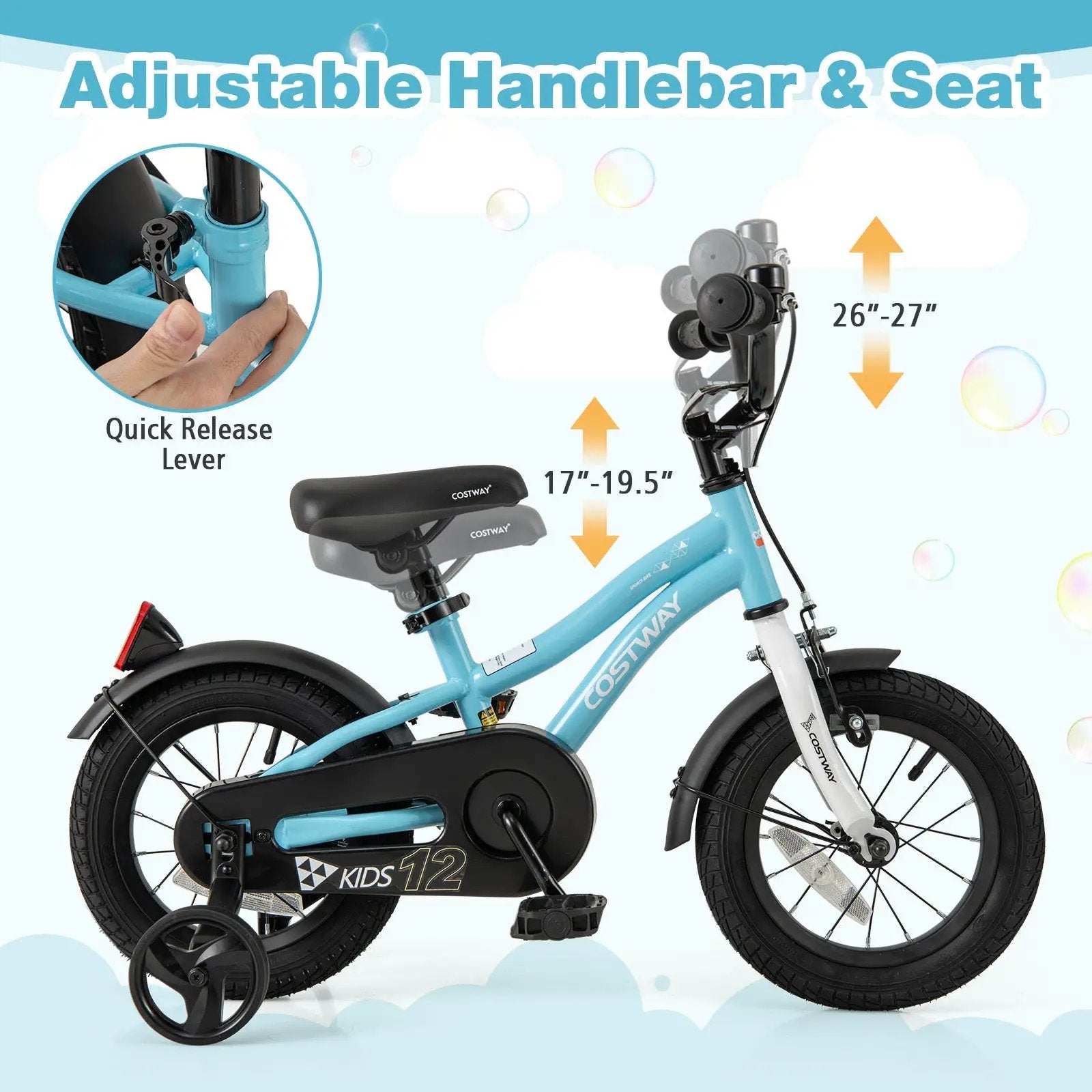 14-Inch Kids Bike for 3-5 Years Old Children Bicycle with Training Wheels by DirectDeals