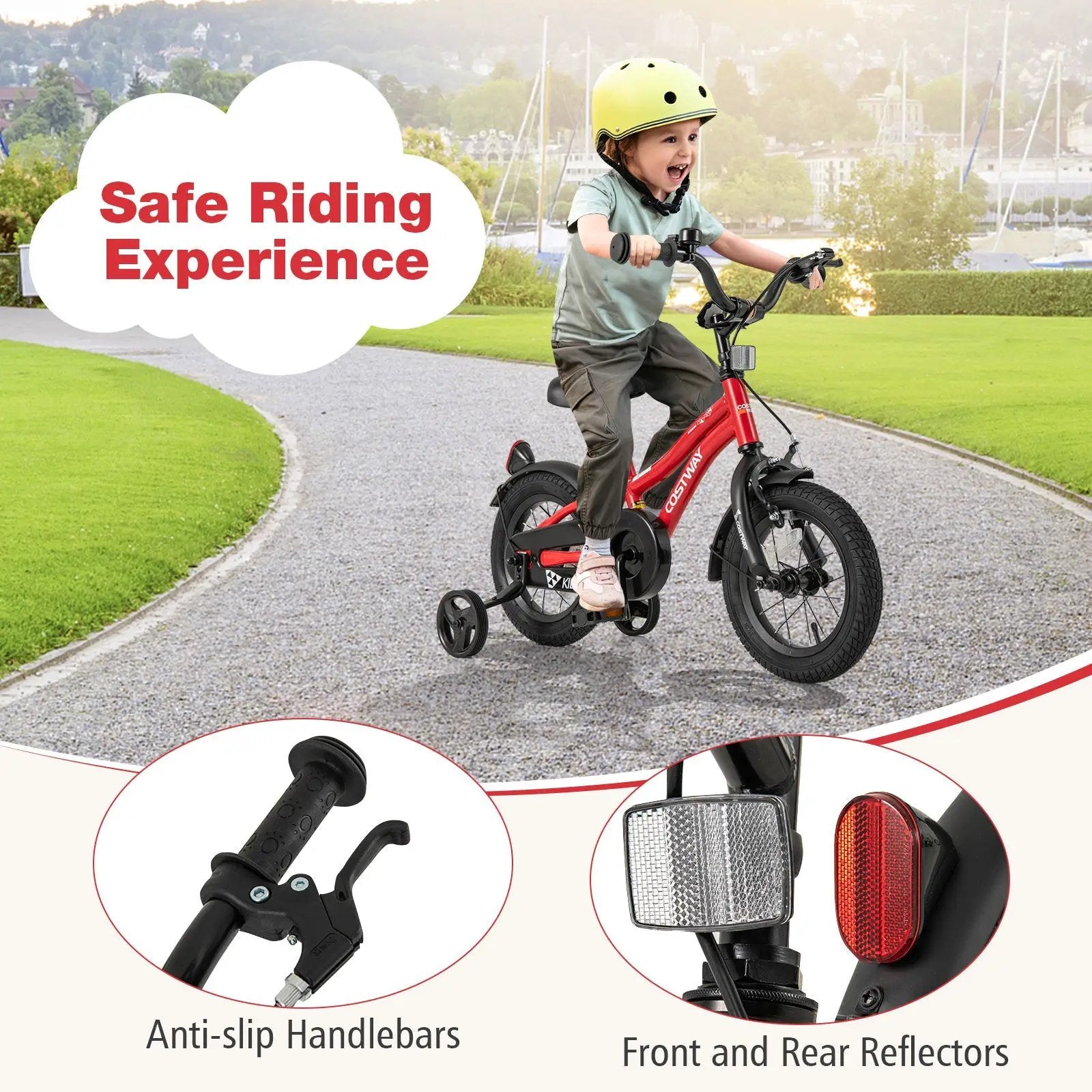 14 Inch Kids Bike Adjustable Bicycle with Reflectors and Bell for 3-5 Years Old by DirectDeals