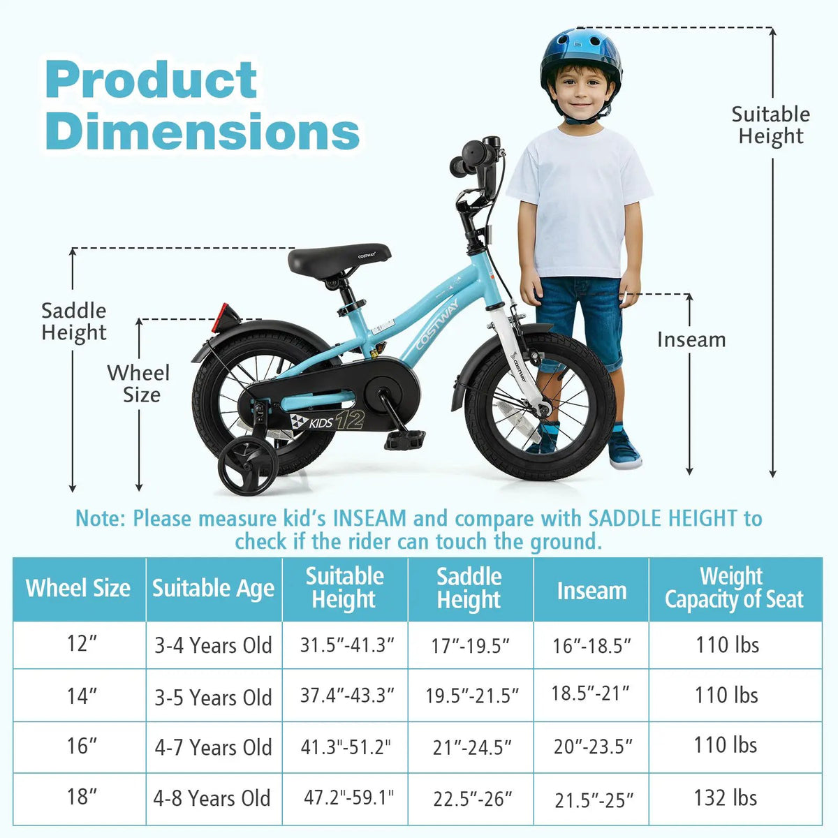 14-Inch Kids Bike for 3-5 Years Old Children Bicycle with Training Wheels, photo 4 of 11