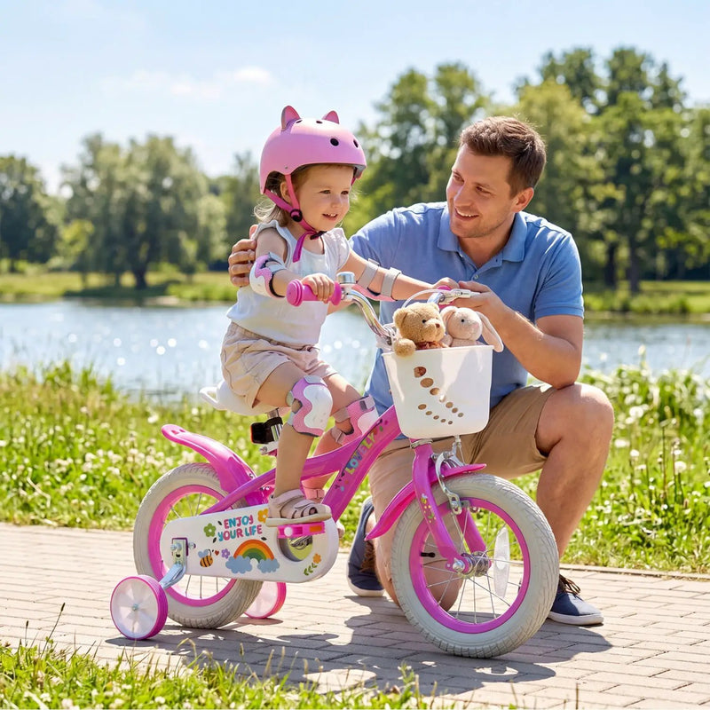 Girls Bike 12-18 Inch with Training Wheels and Basket by DirectDeals