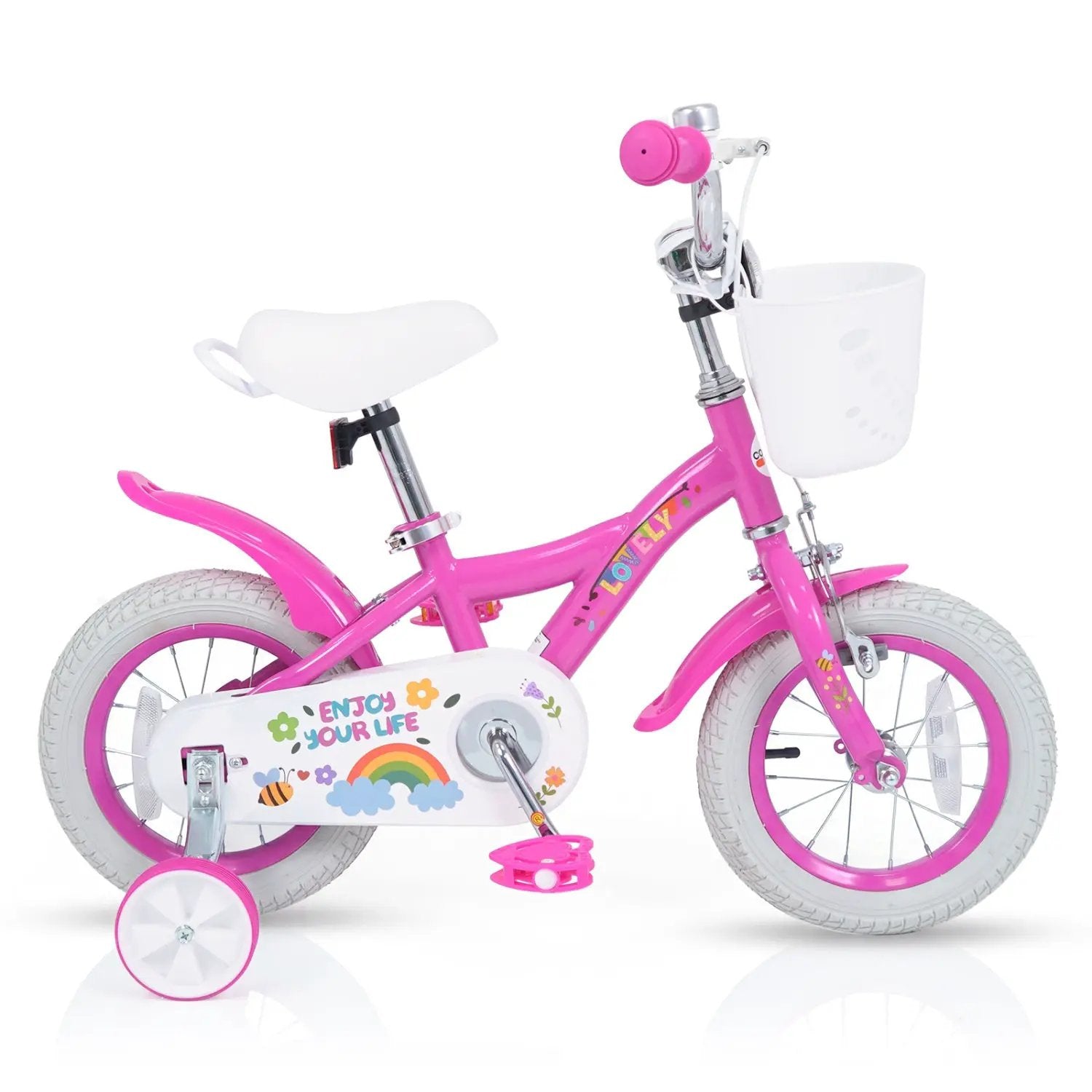 Girls Bike 12-18 Inch with Training Wheels and Basket by DirectDeals