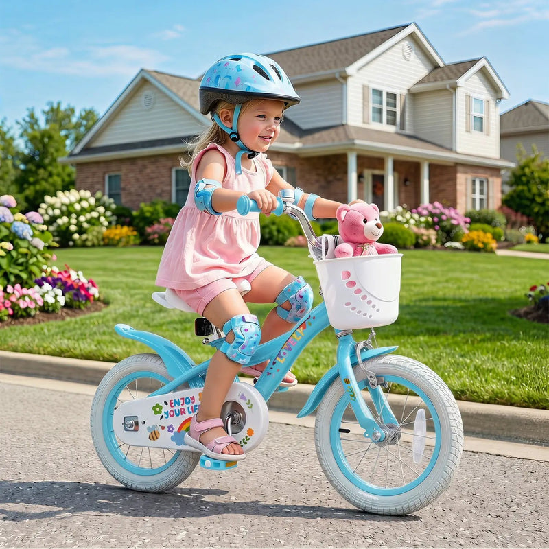 Girls Bike 12-18 Inch with Training Wheels and Basket by DirectDeals