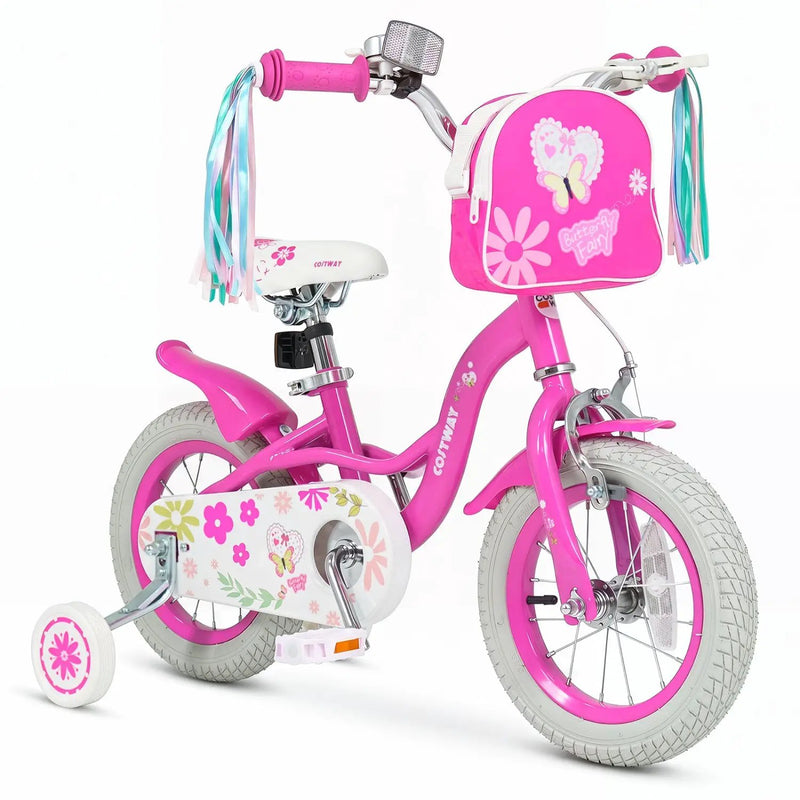 Girls Bike 12-18 Inch with Training Wheels and Front Bag by DirectDeals