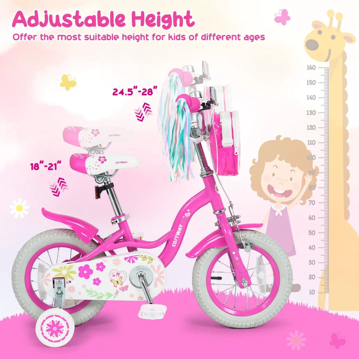 Girls Bike 12-18 Inch with Training Wheels and Front Bag, photo 4 of 32