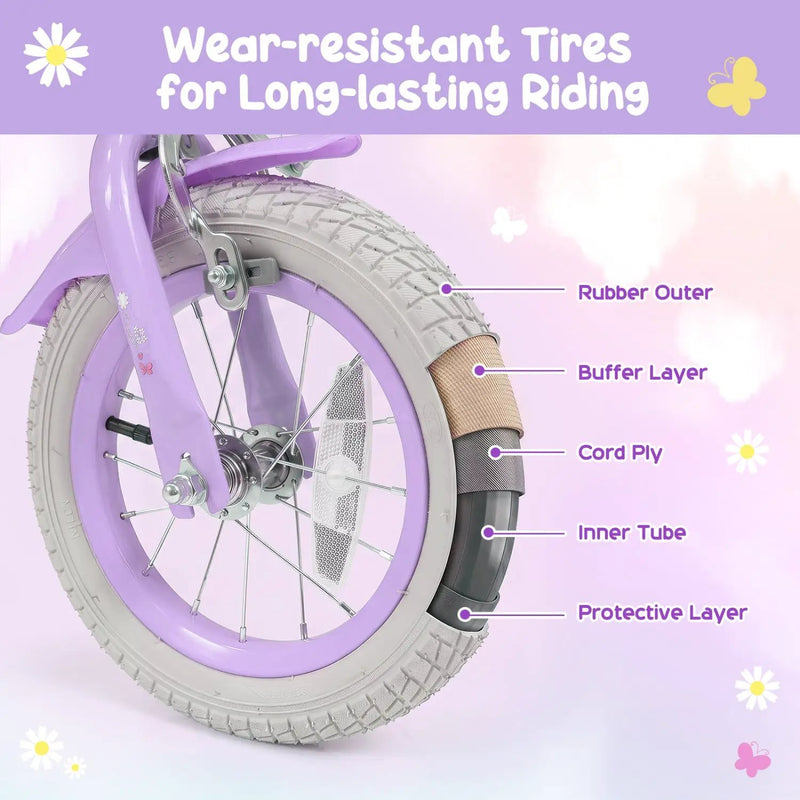 12-Inch Girls Bike with Training Wheels for Ages 3-4 by DirectDeals
