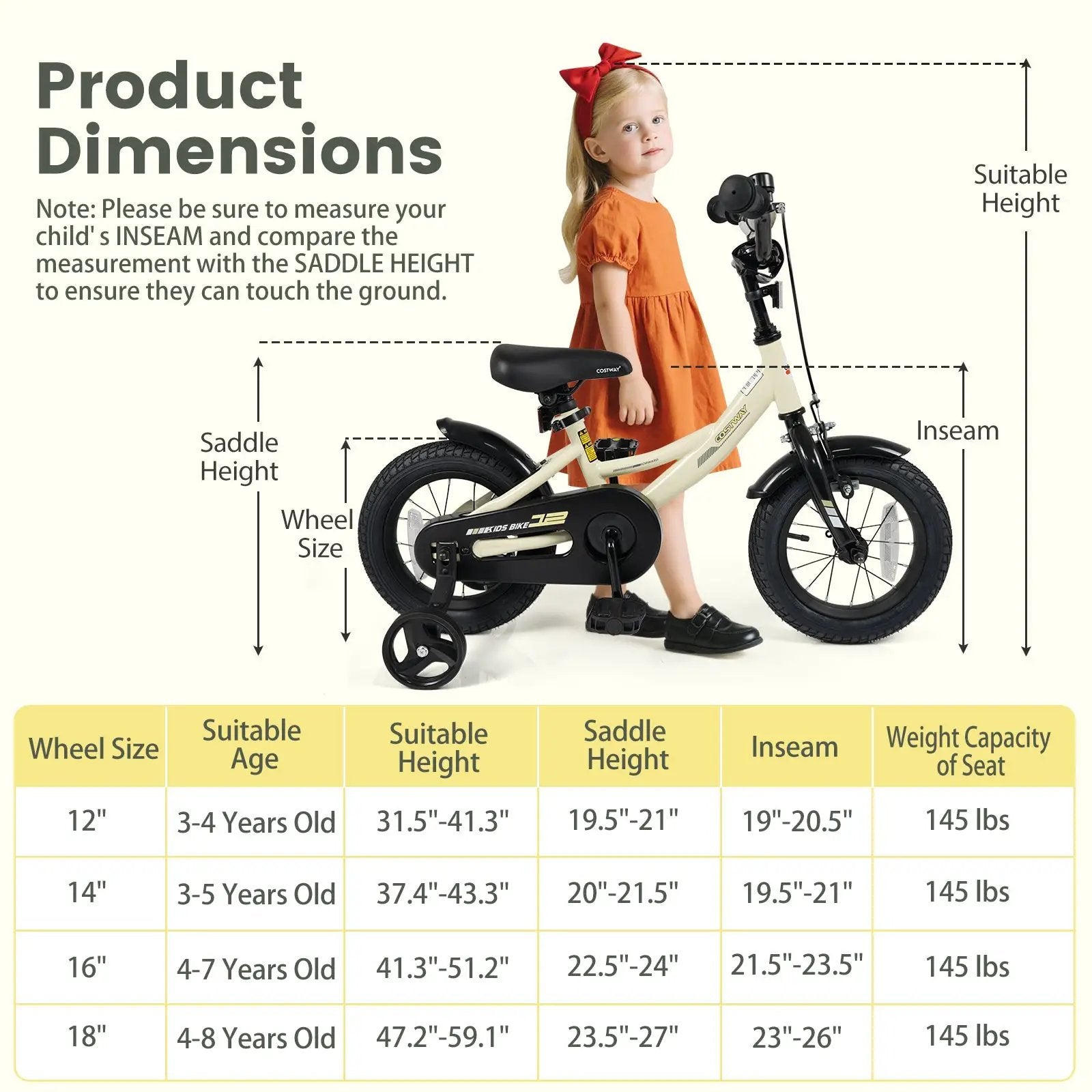 14 Inches Kids Bike Sport Bicycle with Removable Training Wheels by DirectDeals