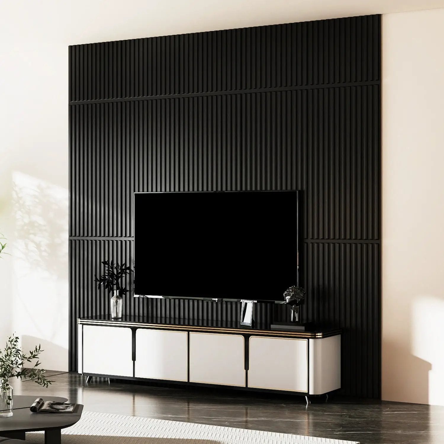 12-Pack PVC Slat Wall Panels for Interior Wall Decoration for Living Room and TV Background by DirectDeals