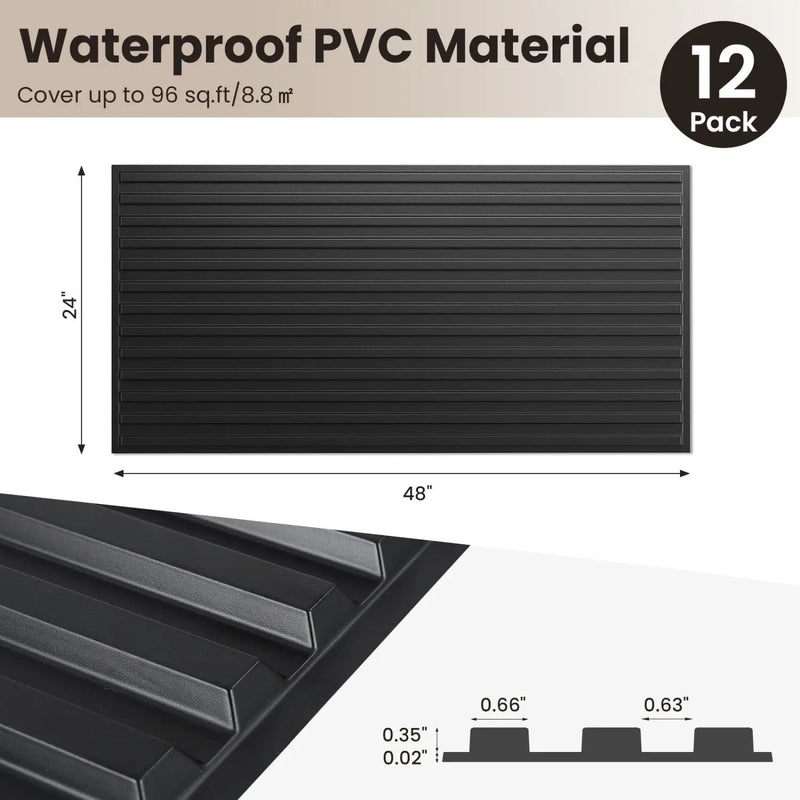 12-Pack PVC Slat Wall Panels for Interior Wall Decoration for Living Room and TV Background by DirectDeals