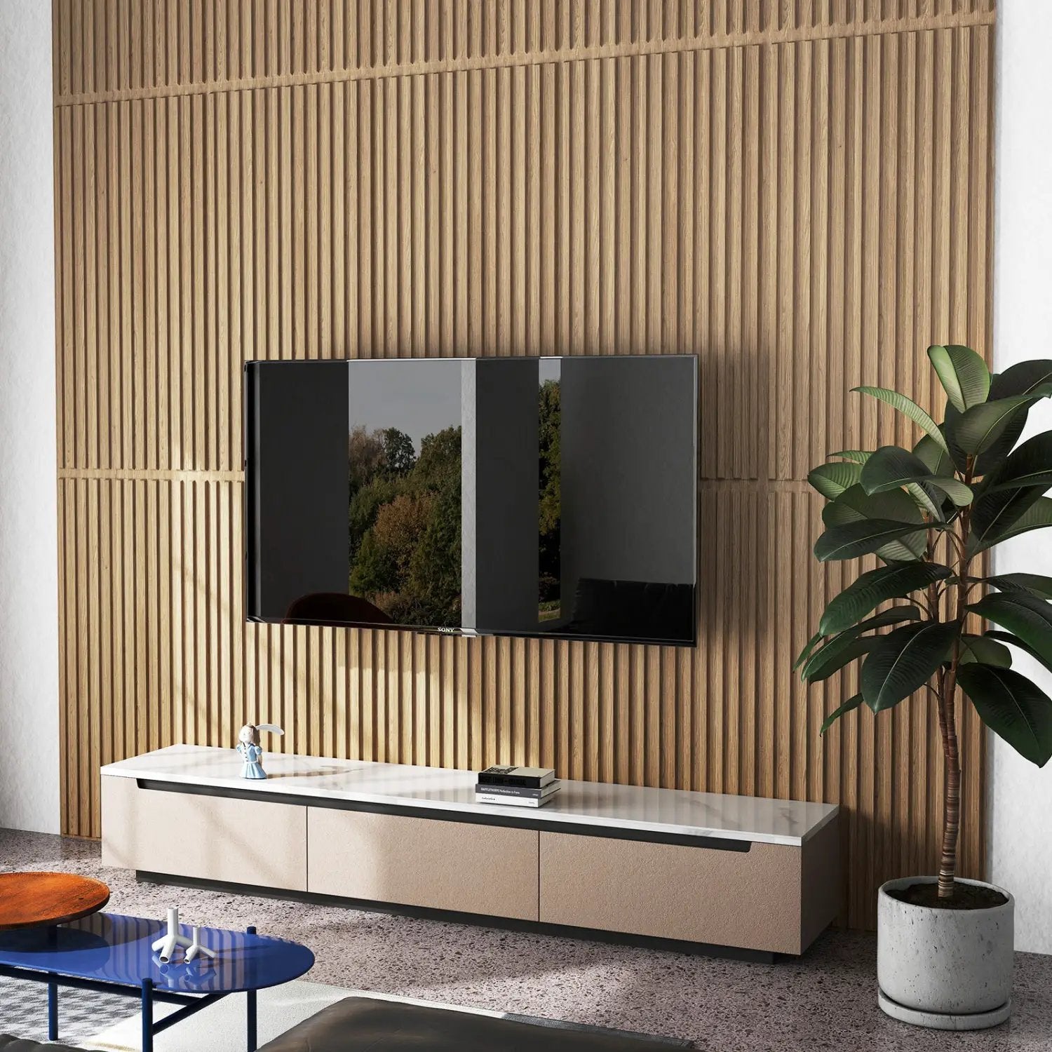 12-Pack PVC Slat Wall Panels for Interior Wall Decoration for Living Room and TV Background by DirectDeals