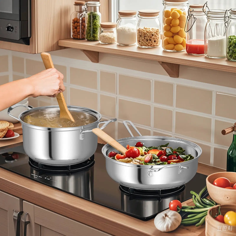 12 Piece Pots and Pans Set with Tempered Glass Lids and Handles by DirectDeals