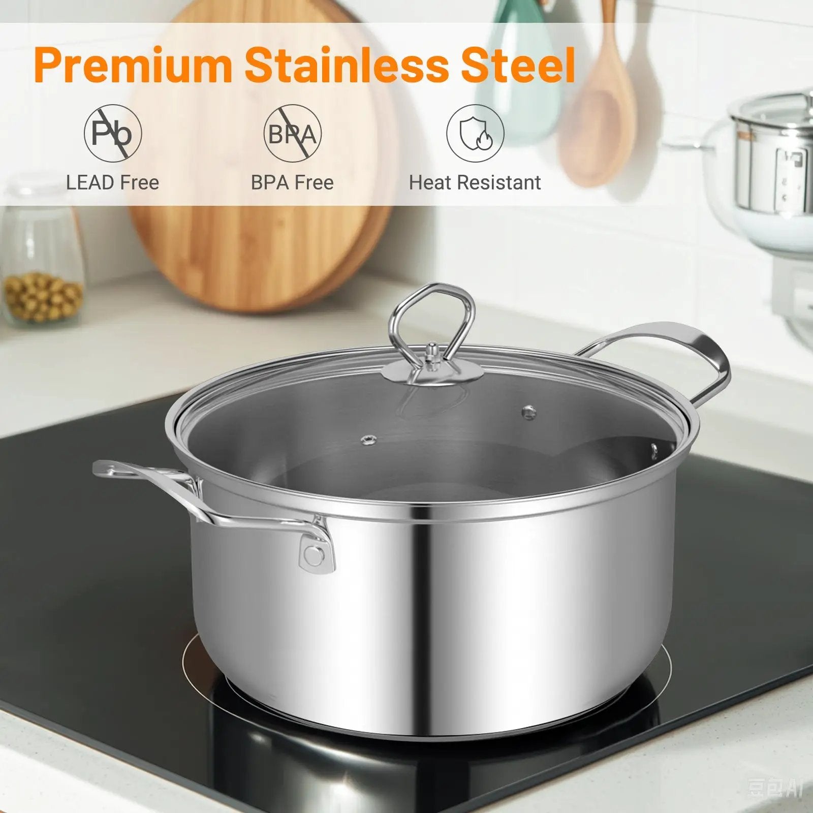 12 Piece Pots and Pans Set with Tempered Glass Lids and Handles by DirectDeals