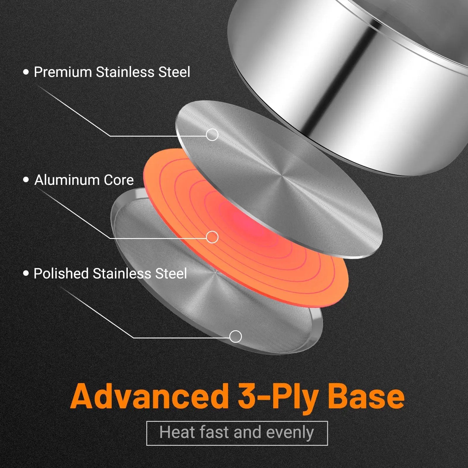12 Piece Pots and Pans Set with Tempered Glass Lids and Handles by DirectDeals