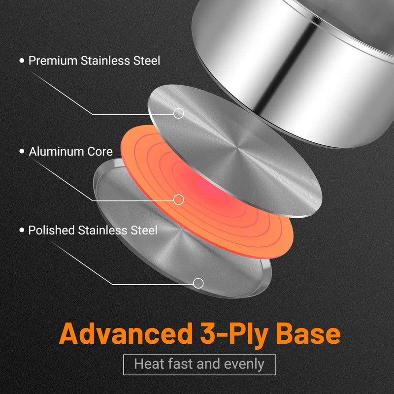 12 Piece Pots and Pans Set with Tempered Glass Lids and Handles by DirectDeals
