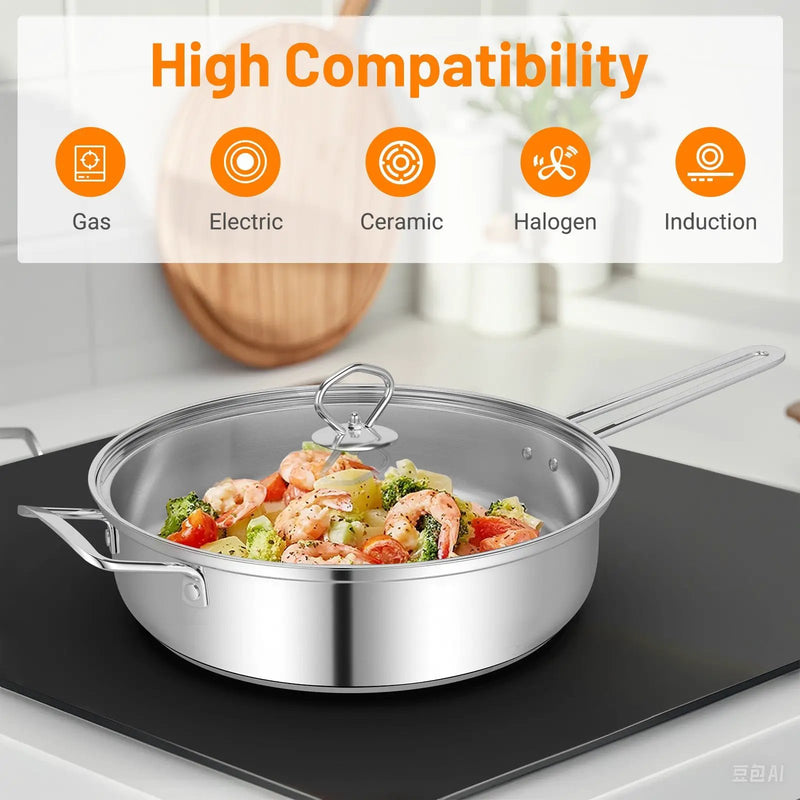 12 Piece Pots and Pans Set with Tempered Glass Lids and Handles by DirectDeals