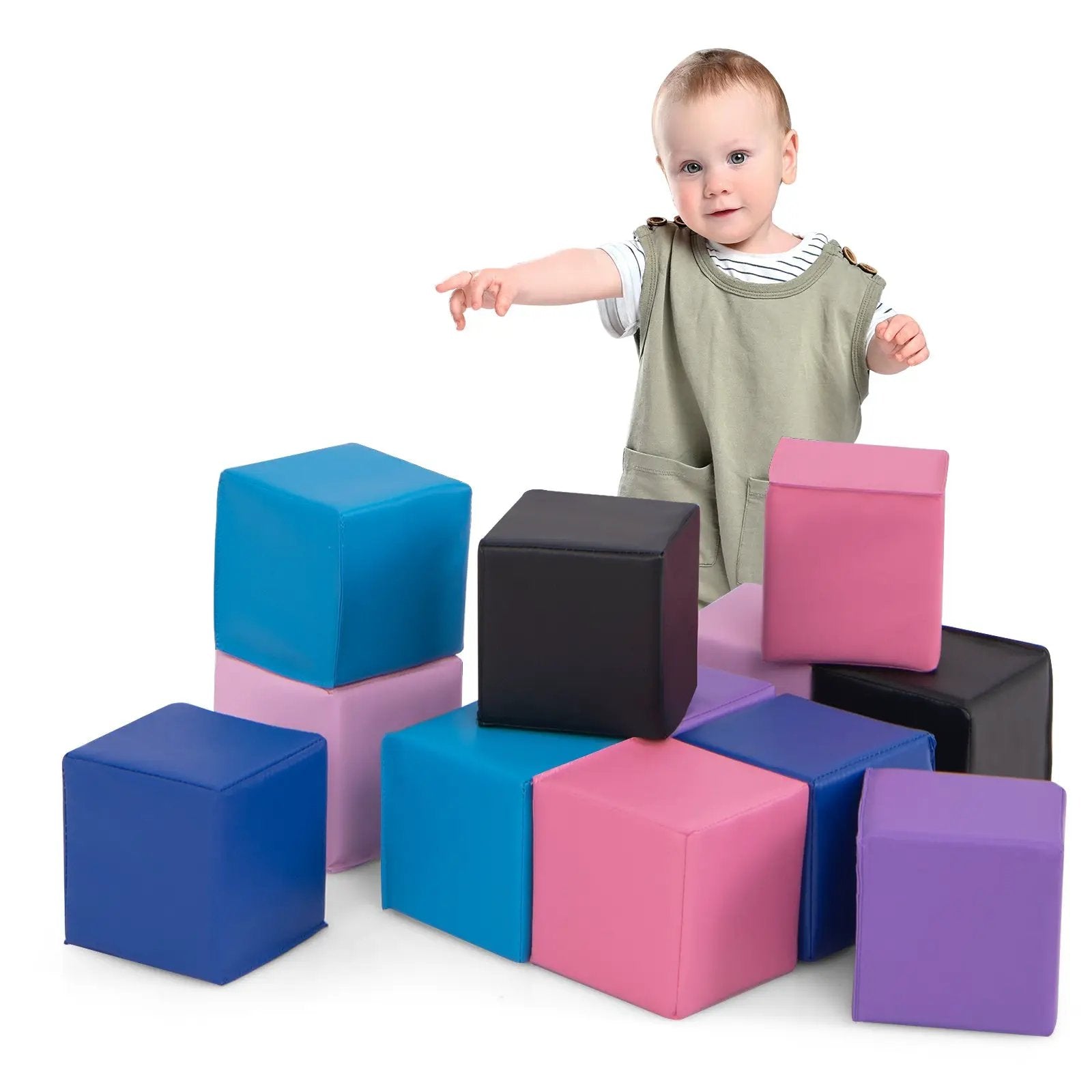 12 Pieces Soft Foam Building Blocks Climbing Foam Cubes Set for Kids by DirectDeals