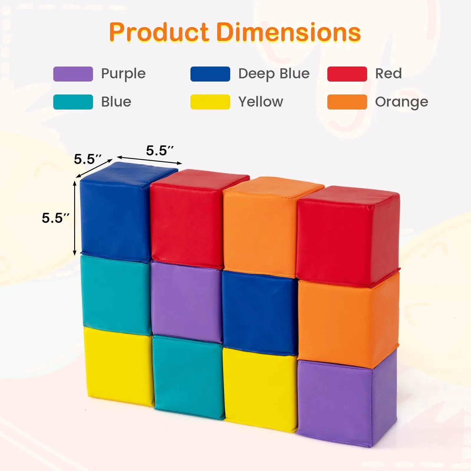12 Pieces Soft Foam Building Blocks Climbing Foam Cubes Set for Kids by DirectDeals