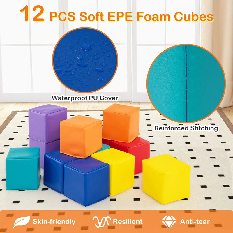 12 Pieces Soft Foam Building Blocks Climbing Foam Cubes Set for Kids by DirectDeals