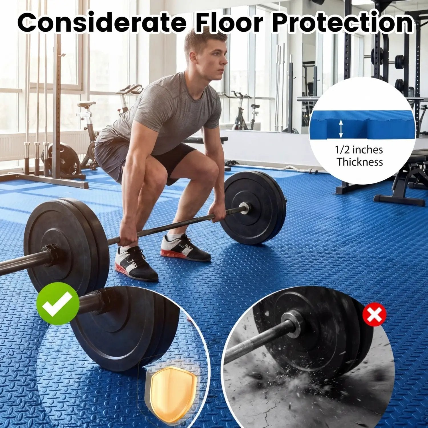 Puzzle Exercise Floor Mats 1/2 Inch Thick - 12 Tiles by DirectDeals