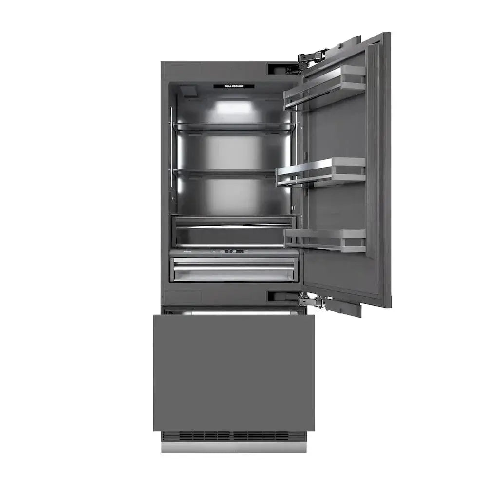 ZLINE 30" Panel Ready Built-In Bottom Freezer Refrigerator,Water Dispenser, Ice Maker,Graphite Gray, Gold GRBIVZ-30-G by Farmhouse Kitchen and Bath