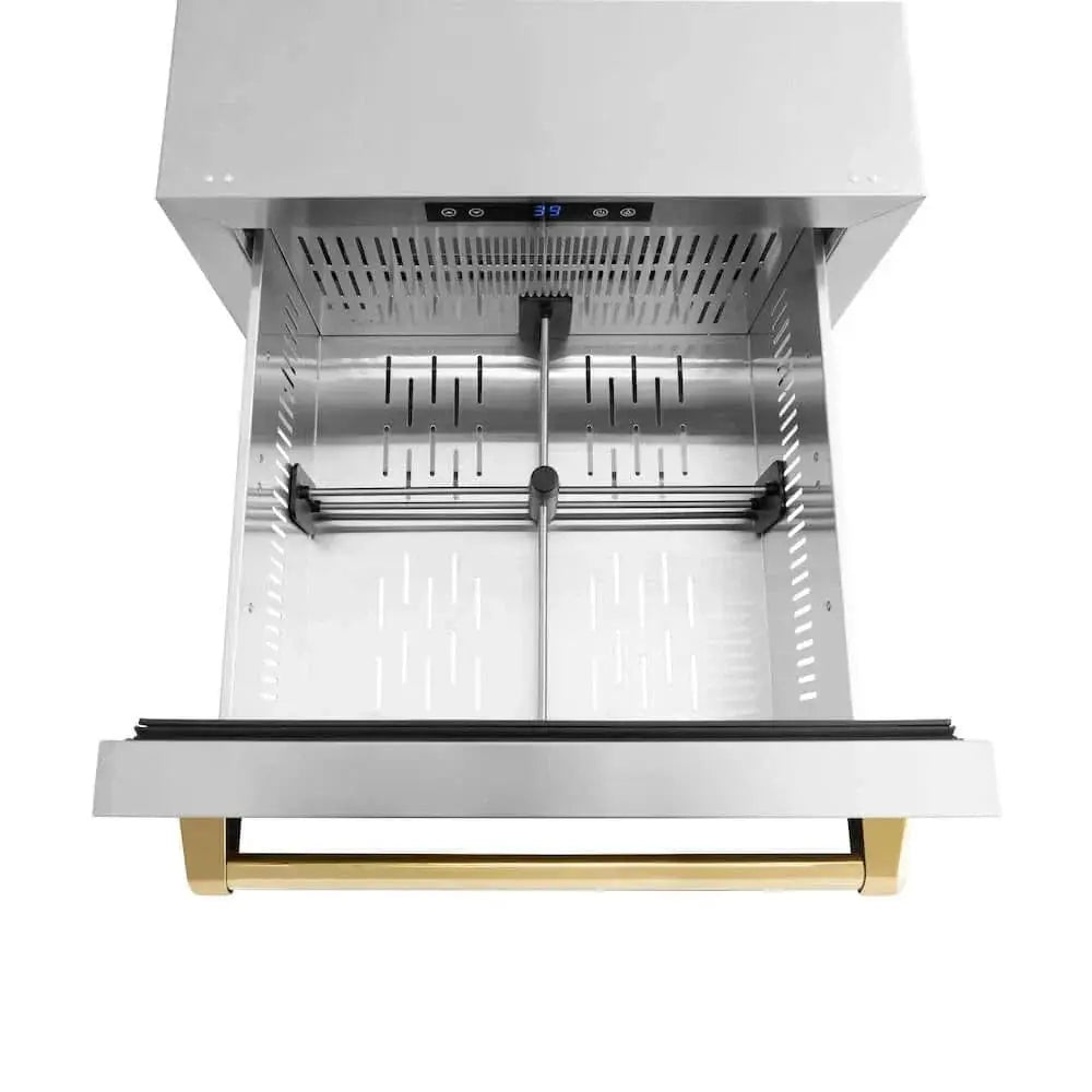 ZLINE 24" Touchstone 168 Can Outdoor-Rated Dual Refrigerator Drawer, Gold, RDSOZ-ST-24-G by Farmhouse Kitchen and Bath