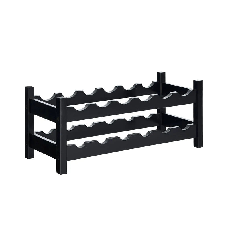 2-Tier 12 Bottles Bamboo Storage Shelf Wine Rack by DirectDeals