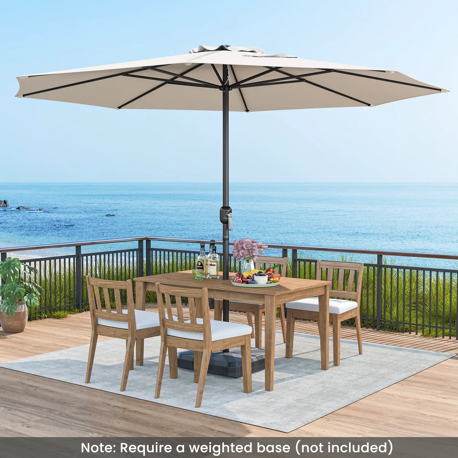 12 Feet Patio Umbrella with Crank Handle and 8 Sturdy Ribs by DirectDeals